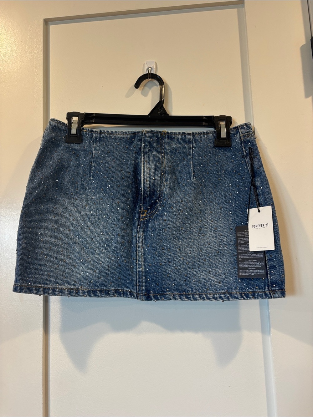 Forever 21 Denim Mini Skirt with Sparkle Wash - Blue